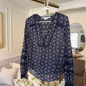 NWOT Veronica Beard Navy Floral Blouse